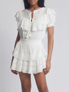 NWT LoveShackFancy Liv Lace & Ruffle Minidress Size Small